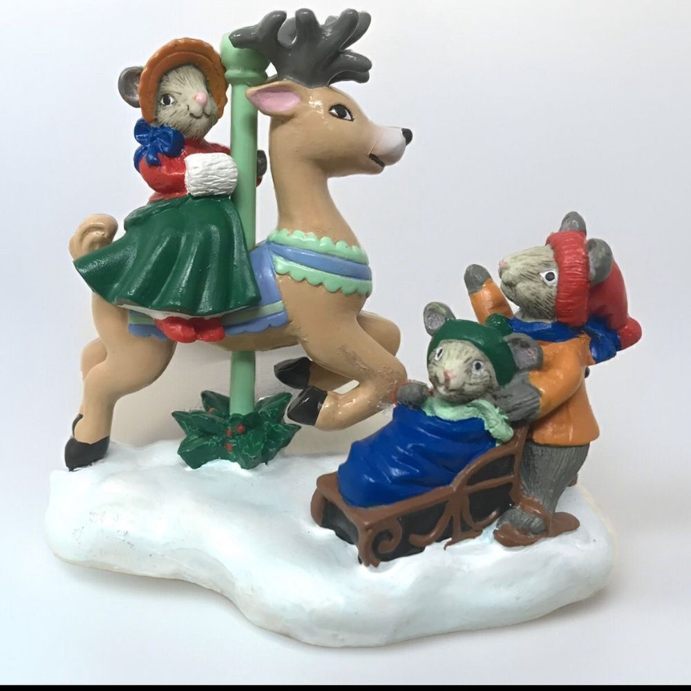 VTG Avon Carousel Mice Wonderland Miniatures Collection By Kathy Jeffers 1993